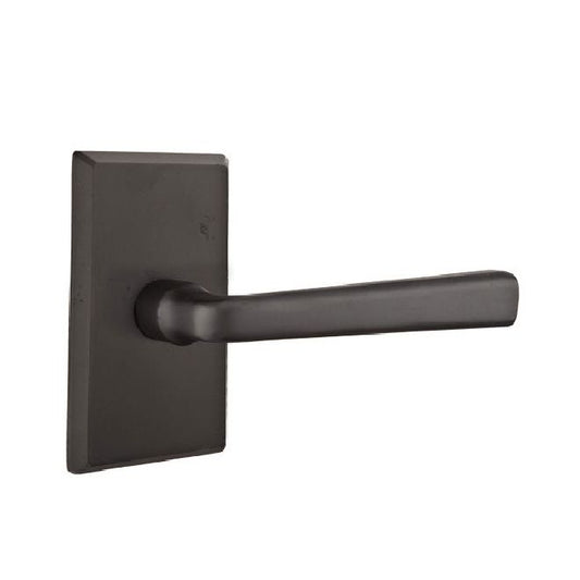 Emtek 7104CRFBLH Cimarron Lever Left Hand 2-3/8" Backset Passage with Style # 3 Rose for 1-3/8" to 2" Door Flat Black Bronze Finish