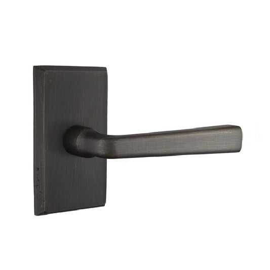 Emtek 7104CRMBLH Cimarron Lever Left Hand 2-3/8" Backset Passage with Style # 3 Rose for 1-3/8" to 2" Door Medium Bronze Finish