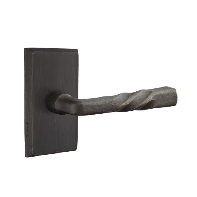 Emtek 7104MTMBRH Montrose Lever Right Hand 2-3/8" Backset Passage with Style # 3 Rose for 1-3/8" to 2" Door Medium Bronze Finish