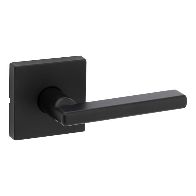 Kwikset 720HFLSQT-514 Halifax Lever with Square Rose Passage Door Lock with 6AL Latch and RCS Strike Matte Black Finish