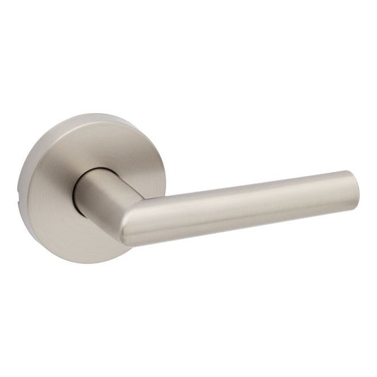 Kwikset 720MILRDT-15 Milan Lever with Round Rose Passage Door Lock with 6AL Latch and RCS Strike Satin Nickel Finish