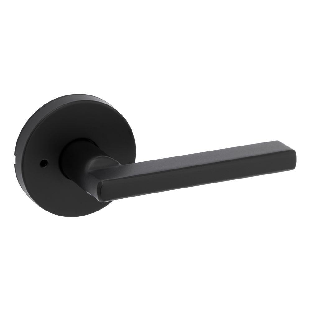 Kwikset 730HFLRDT-514 Halifax Lever with Round Rose Privacy Door Lock with 6AL Latch and RCS Strike Matte Black Finish