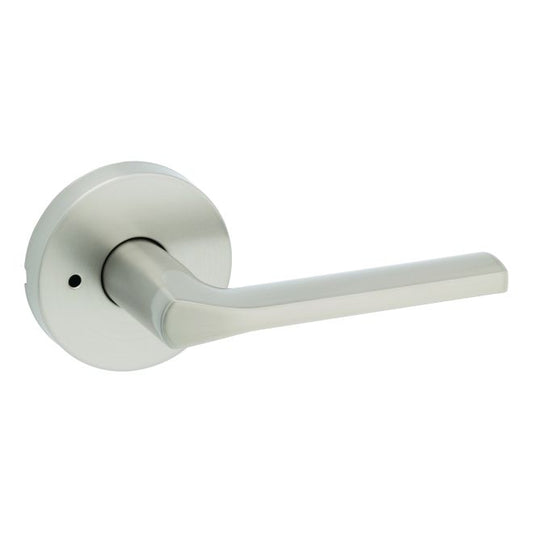 Kwikset 730LSLRDT-15 Lisbon Lever with Round Rose Privacy Door Lock with 6AL Latch and RCS Strike Satin Nickel Finish