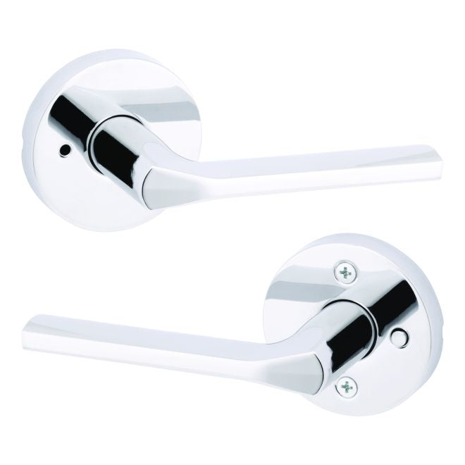 Kwikset 730LSLRDT-26 Lisbon Lever with Round Rose Privacy Door Lock with 6AL Latch and RCS Strike Bright Chrome Finish