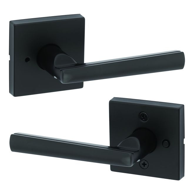 Kwikset 730MRLSQT-514 Montreal Lever with Square Rose Privacy Door Lock with 6AL Latch and RCS Strike Matte Black Finish