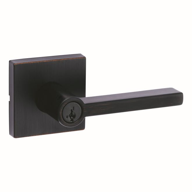 Kwikset 740HFLSQT-11PS Halifax Lever with Square Rose Entry Door Lock SmartKey with 6AL Latch and RCS Strike Venetian Bronze Finish