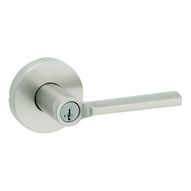 Kwikset 740LSLRDT-15S Lisbon Lever with Round Rose Entry Door Lock SmartKey with 6AL Latch and RCS Strike Satin Nickel Finish