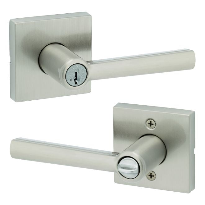 Kwikset 740MRLSQT-15S Montreal Lever with Square Rose Entry Door Lock SmartKey with 6AL Latch and RCS Strike Satin Nickel Finish