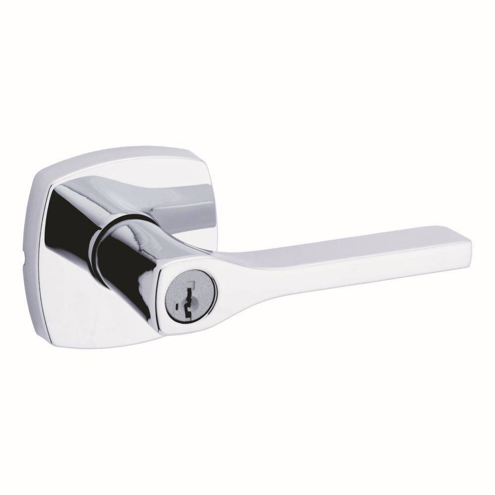 Kwikset 740TPLMDT-26S Tripoli Lever with Midtown Rose Entry Door Lock SmartKey with 6AL Latch and RCS Strike Bright Chrome Finish