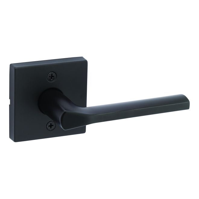 Kwikset 788LSLSQT-514 Lisbon Lever with Square Rose Half Dummy Door Lock Matte Black Finish