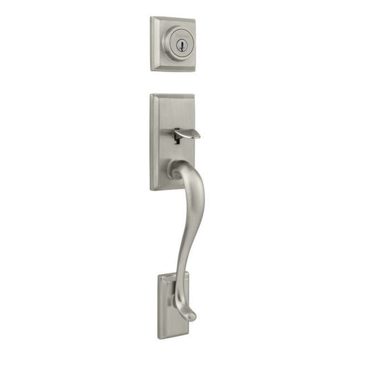 Kwikset 800HELIP-15S Hawthorne Single Cylinder Exterior Handleset SmartKey with RCAL Latch and RCS Strike Satin Nickel Finish