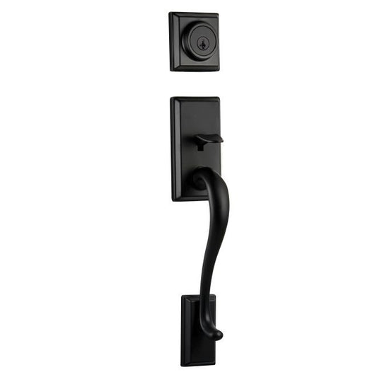 Kwikset 800HELIP-514S Hawthorne Single Cylinder Exterior Handleset SmartKey with RCAL Latch and RCS Strike Matte Black Finish