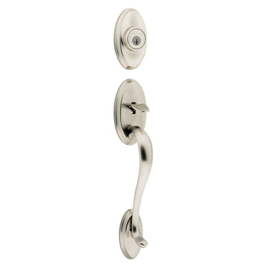 Kwikset 800SELIP-15S Shelburne Single Cylinder Exterior Handleset SmartKey with RCAL Latch and RCS Strike Satin Nickel Finish