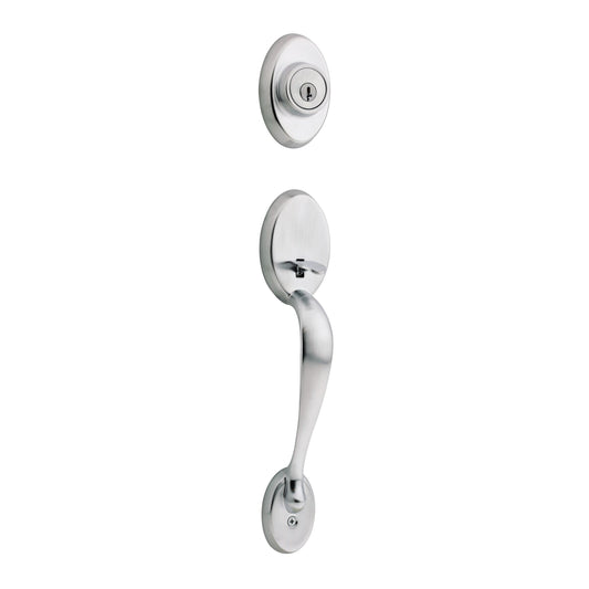 Kwikset 802CELIP-26DV1 Chelsea Dummy Exterior Handleset with New Chassis Satin Chrome Finish