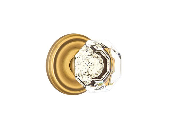 Emtek 8050OTUS7 Old Town Crystal Knob Dummy Pair with Regular Rose for 1-1/4" to 2" Door French Antique Brass Finish