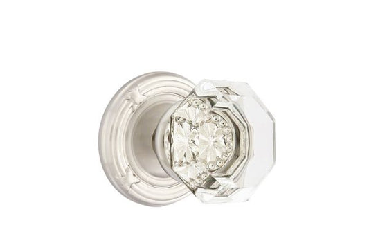 Emtek 8107OTUS15 Old Town Crystal Knob 2-3/8" Backset Passage with Ribbon And Reed Rose for 1-1/4" to 2" Door Satin Nickel Finish