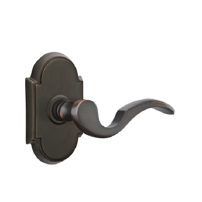 Emtek 8108CUS10BRH Cortina Lever Right Hand 2-3/8" Backset Passage with # 8 Rose for 1-1/4" to 2" Door Oil Rubbed Bronze Finish