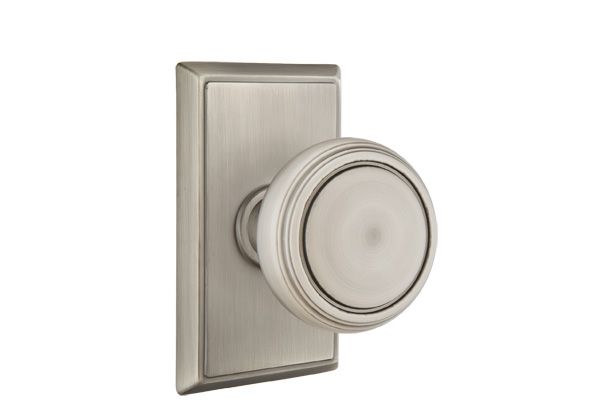 Emtek 8221NWUS15A Norwich Knob 2-3/8" Backset Privacy with Rectangular Rose for 1-1/4" to 2" Door Pewter Finish
