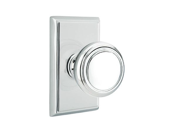 Emtek 8221NWUS26 Norwich Knob 2-3/8" Backset Privacy with Rectangular Rose for 1-1/4" to 2" Door Polished Chrome Finish