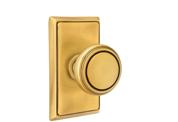 Emtek 8221NWUS7 Norwich Knob 2-3/8" Backset Privacy with Rectangular Rose for 1-1/4" to 2" Door French Antique Brass Finish