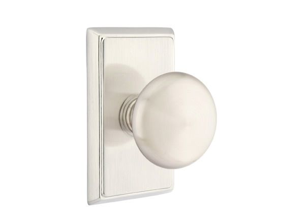 Emtek 8221PUS15 Providence Knob 2-3/8" Backset Privacy with Rectangular Rose for 1-1/4" to 2" Door Satin Nickel Finish