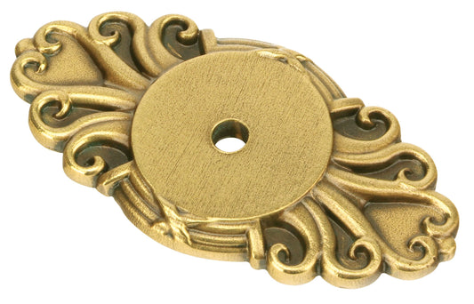 Emtek 86293US7 Ribbon and Reed Backplate for Cabinet Knob French Antique Brass Finish
