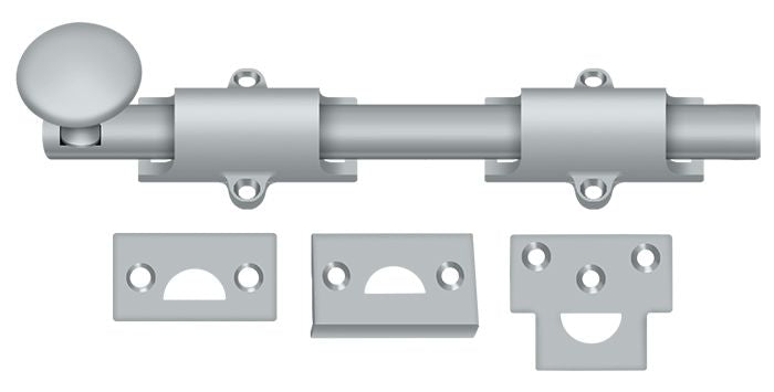 Deltana 8SB26D 8" Surface Bolt; Heavy Duty; Satin Chrome Finish