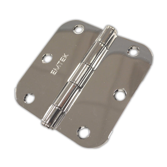 Emtek 91033US26 Pair of 3-1/2" x 3-1/2" 5/8" Radius Steel Residential Duty Hinges Polished Chrome Finish