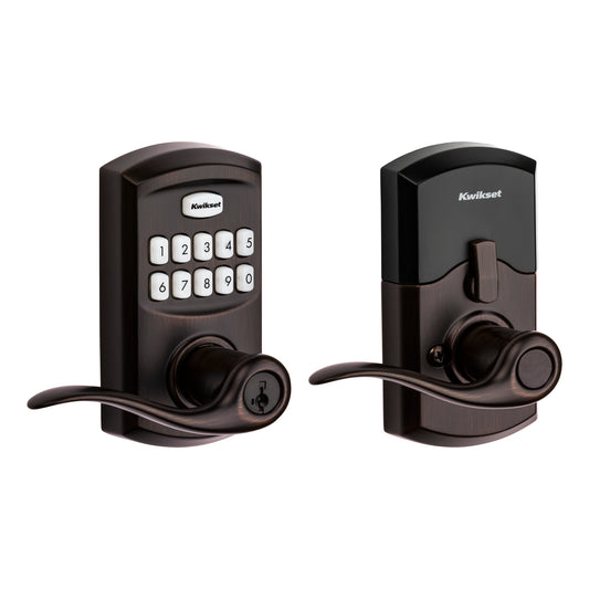 Kwikset 917TNL-11PS Smartcode Keypad Electronic with Tustin Lever SmartKey with 6AL Latch and RCS Strike Venetian Bronze Finish