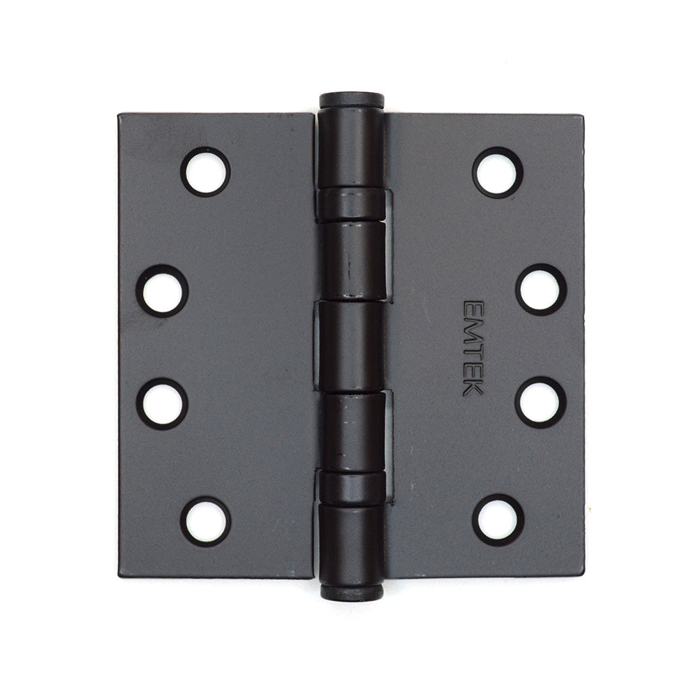 Emtek 94014US19 Pair of 4" x 4" Square Steel Heavy Duty Ball Bearing Hinges Flat Black Finish