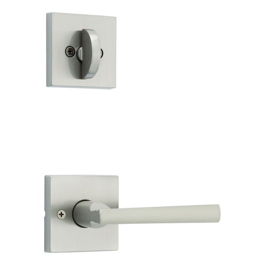 Kwikset 966MRLSQT-15V1 Montreal Lever with Square Rose Interior Single Cylinder Handleset Trim New Chassis Satin Nickel Finish