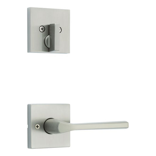 Kwikset 971LSLSQT-15V1 Single Cylinder Interior Lisbon Lever Trim with Square Rose New Chassis Satin Nickel Finish