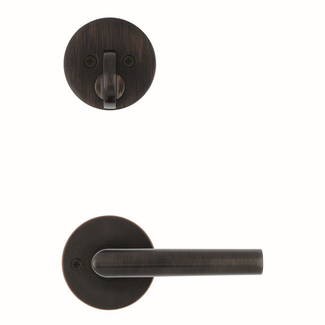 Kwikset 971MILRDT-11PV1 Single Cylinder Interior Milan Lever Trim with Round Rose New Chassis Venetian Bronze Finish