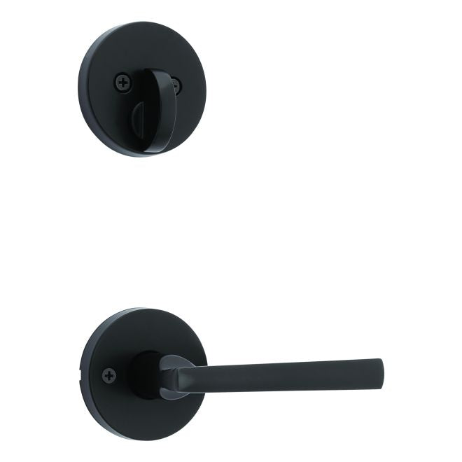 Kwikset 971MRLRDT-514V1 Single Cylinder Interior Montreal Lever Trim with Round Rose New Chassis Matte Black Finish