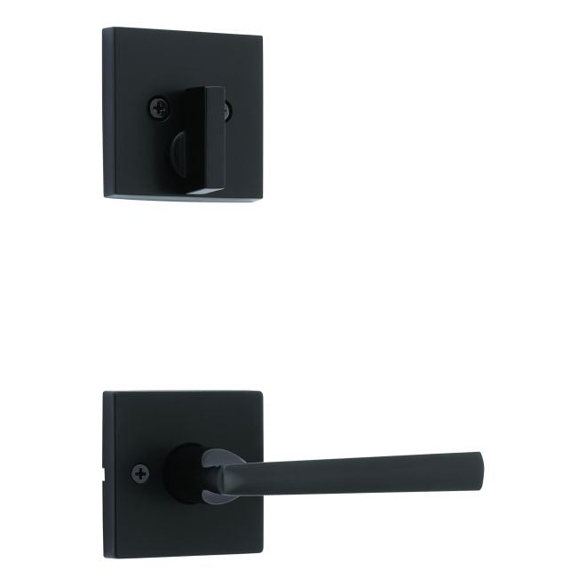Kwikset 971MRLSQT-514V1 Single Cylinder Interior Montreal Lever Trim with Square Rose New Chassis Matte Black Finish