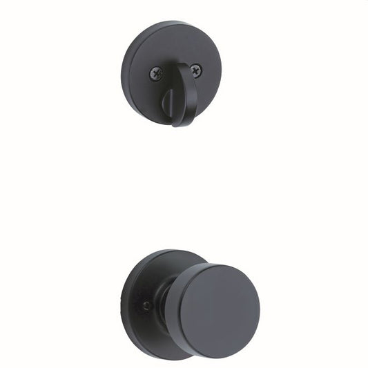 Kwikset 971PSKRDT-514 Single Cylinder Interior Pismo Knob Trim with Round Rose Matte Black Finish