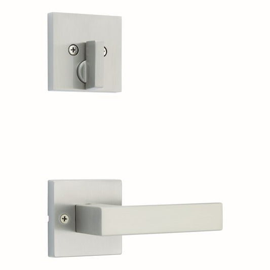 Kwikset 971SALSQT-15 Single Cylinder Interior Singapore Lever Trim with Square Rose Satin Nickel Finish