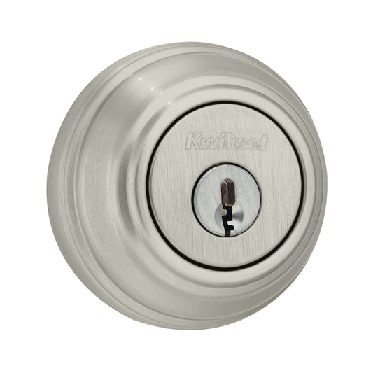 Kwikset 982S-15V1 UL Single Cylinder Deadbolt with New Chassis with RCAL Latch and RCS Strike Satin Nickel Finish