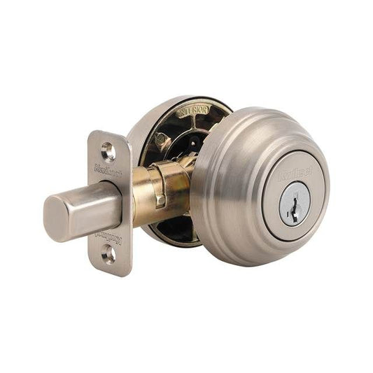Kwikset 985-15SV1 Double Cylinder Deadbolt SmartKey with New Chassis with RCAL Latch and RCS Strike Satin Nickel Finish