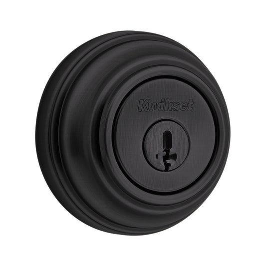 Kwikset 985-514SV1 Double Cylinder Deadbolt SmartKey with New Chassis with RCAL Latch and RCS Strike Matte Black Finish