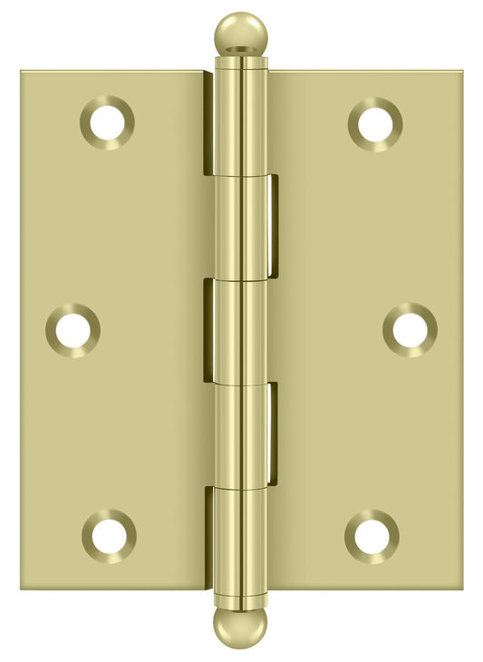 Deltana CH3025U3-UNL 3" x 2-1/2" Hinge; with Ball Tips; Unlacquered Bright Brass Finish