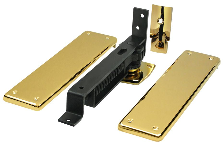 Deltana DASH95CR003 Spring Hinge; Double Action with Solid Brass Cover Plates; Lifetime Brass Finish