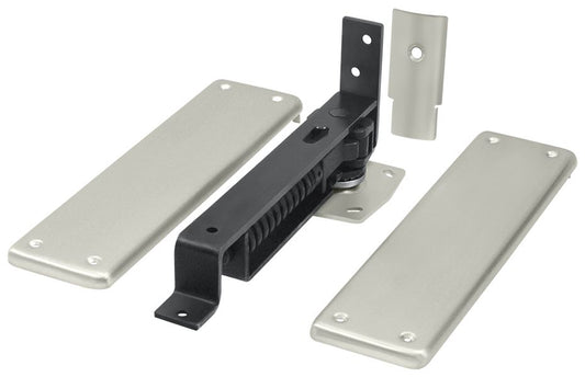 Deltana DASH95U15 Spring Hinge; Double Action with Solid Brass Cover Plates; Satin Nickel Finish