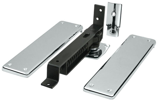 Deltana DASH95U26 Spring Hinge; Double Action with Solid Brass Cover Plates; Bright Chrome Finish