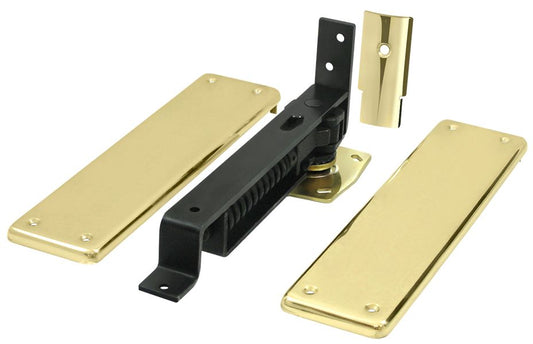 Deltana DASH95U3 Spring Hinge; Double Action with Solid Brass Cover Plates; Bright Brass Finish