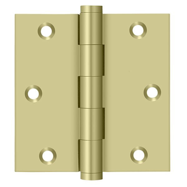 Deltana DSB353-UNL-R 3-1/2" x 3-1/2" Square Hinge; Residential; Unlacquered Bright Brass Finish