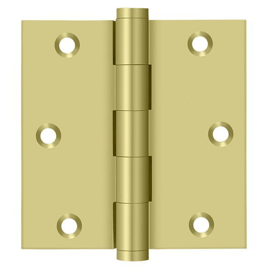 Deltana DSB353 3-1/2" x 3-1/2" Square Hinge; Bright Brass Finish