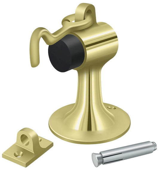 Deltana DSF444U3 Cement Floor Mount Bumper with Holder; Bright Brass Finish