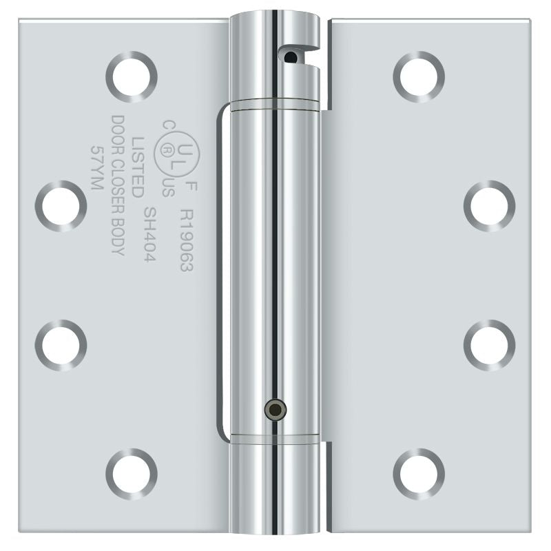 Deltana DSH45U26 4-1/2" x 4-1/2" Spring Hinge; Bright Chrome Finish