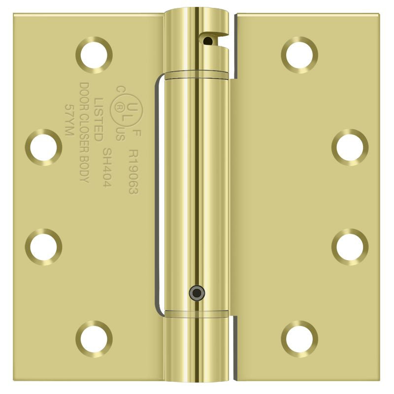 Deltana DSH45U3 4-1/2" x 4-1/2" Spring Hinge; Bright Brass Finish